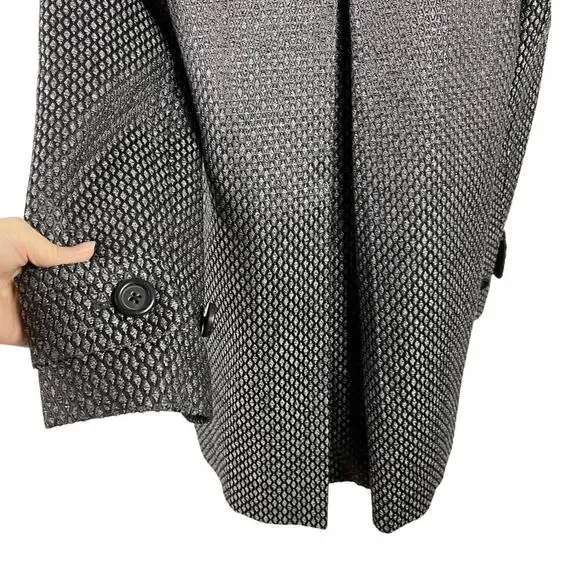 J. Crew Collection Stormy Tweed Lille Silk Overcoat Jacket Gunmetal Gray Size 10 - Picture 10 of 15